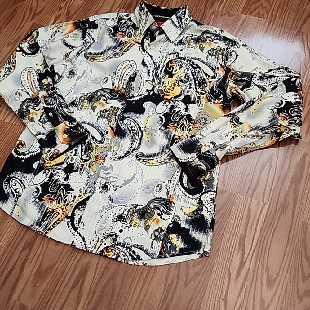 Patron cito red label Lg‎ Paisley Print long sleeve shirt button up